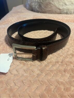 Classic Woven Dark Brown Mens Leather Belt luxury brand Gary’s Newport Beach 40